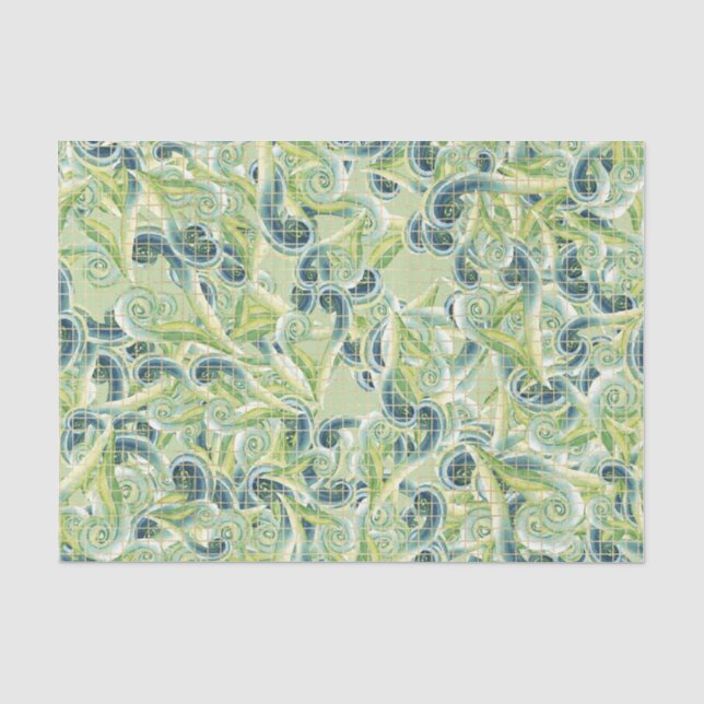 Papel De Seda Redemoinho Verde e Azul (Frente )