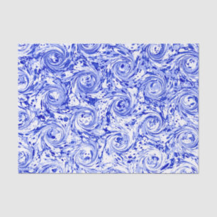 Papel De Seda Redemoinhos azuis abstratos marmoreados do branco