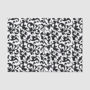 Papel De Seda Redemoinhos preto e branco elegantes do damasco