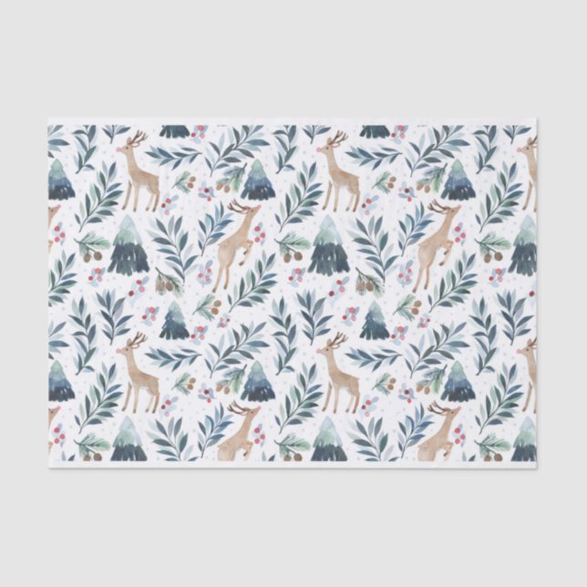 Papel De Seda Reenas de Aquarela na Floresta (Frente )