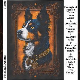 Papel De Seda Regal Border Collie, Quadro Ornamentado EF3L Decou