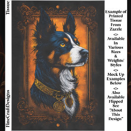 Papel De Seda Regal Border Collie, Quadro Ornamentado EF3R Decou