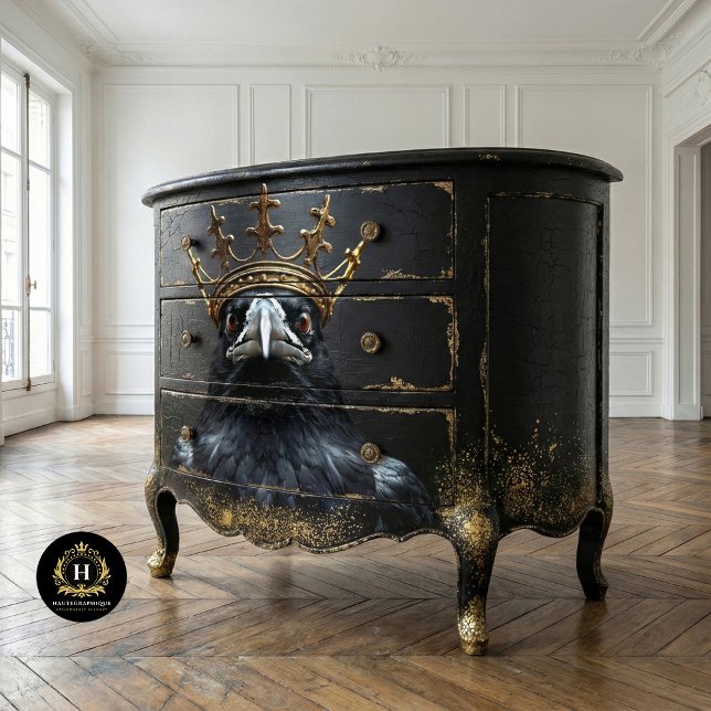 Papel De Seda Regal Raven Royalty Coroa Gótica Decoupage (Criador carregado)