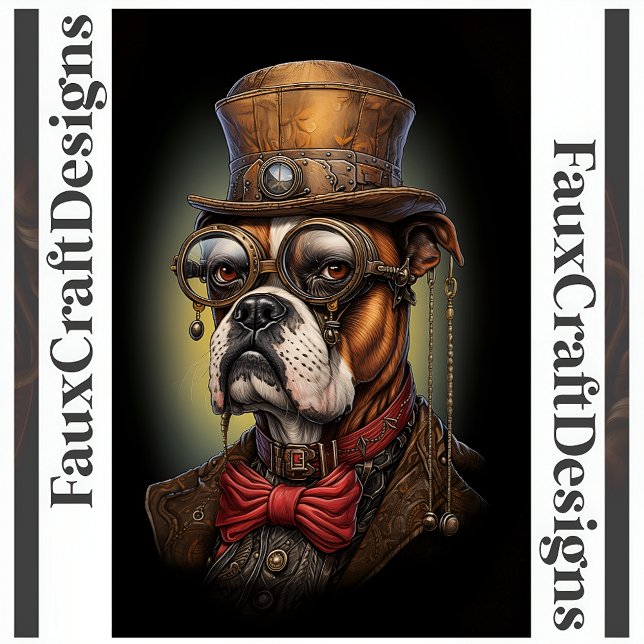 Papel De Seda Regal Steampunk Boxer Dog Decoupage Esquerda 117 (Criador carregado)