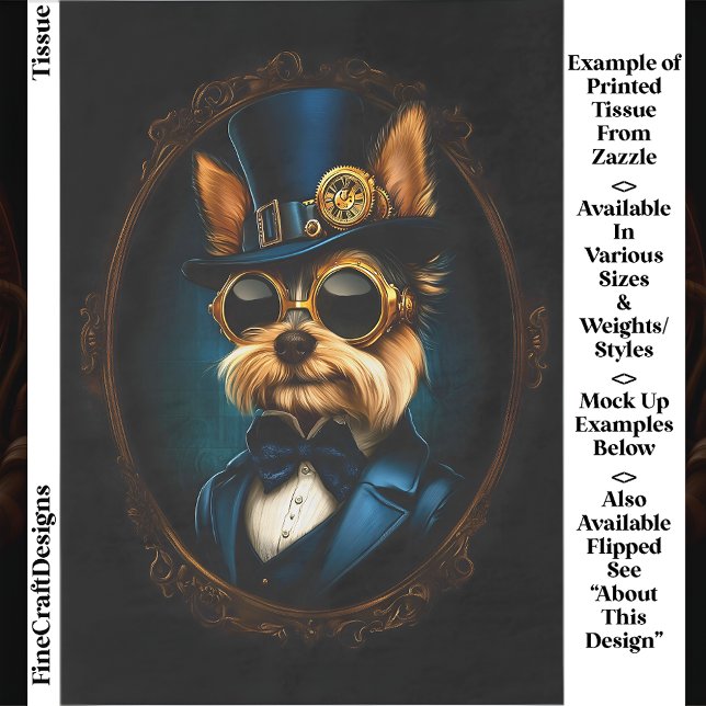 Papel De Seda Regal Steampunk Yorkshire Terrier EF4L Decoupage (Criador carregado)
