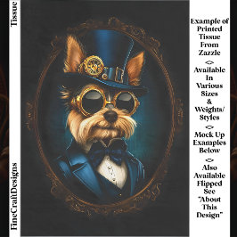 Papel De Seda Regal Steampunk Yorkshire Terrier EF4R Decoupagem