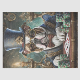 Papel De Seda Rei da Mesa, Bulldog toca CartõesPapel Tecido