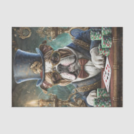 Papel De Seda Rei da Mesa, Bulldog toca CartõesPapel Tecido