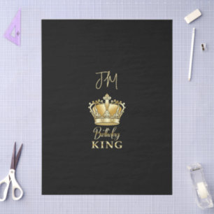 Papel De Seda Rei de Aniversário Coroa Dourada Rainha Luxo Monog