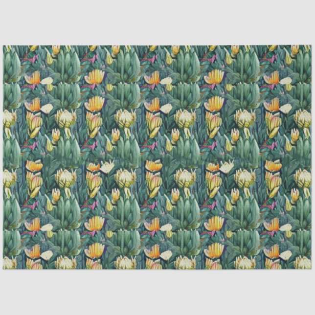 Papel De Seda Rei Protea flor aquosa velha botânica (Frente )