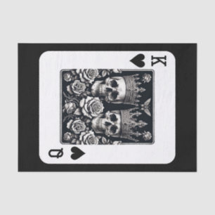 Papel De Seda Rei Real e Rainha dos Corações, crânios e Rosas