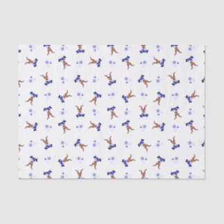 Papel De Seda Reindeador de Natal Festivo Blue Kasky