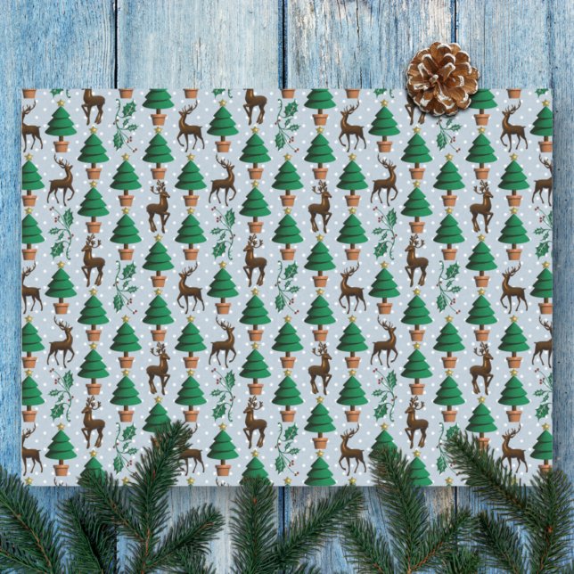 Papel De Seda Reindeer, Árvores de Natal e Holly (Criador carregado)
