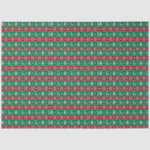 Papel De Seda Reindeer Christmas Trees Hearts Green Christmas