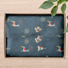 Papel De Seda Reindeer de Árvore de Natal Geométrica Moderna