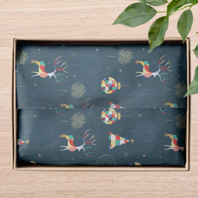 Papel De Seda Reindeer de Árvore de Natal Geométrica Moderna (Criador carregado)
