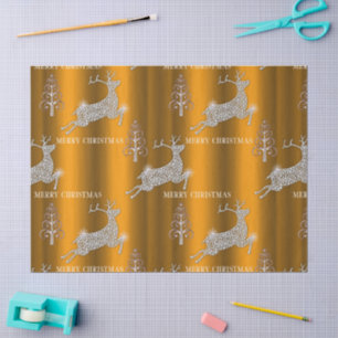 Papel De Seda Reindeer de Diamantes, Dourado Natal