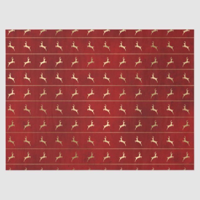 Papel De Seda Reindeer de Natal Dourado na Rua Vermelha (Frente )