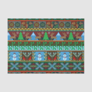 Papel De Seda Reindeer De Padrão De Suéter De Natal De Feriado