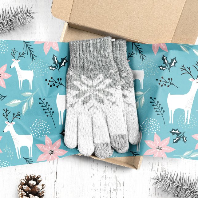 Papel De Seda Reindeer Floral Poinsettia Whimsic Natal (Criador carregado)