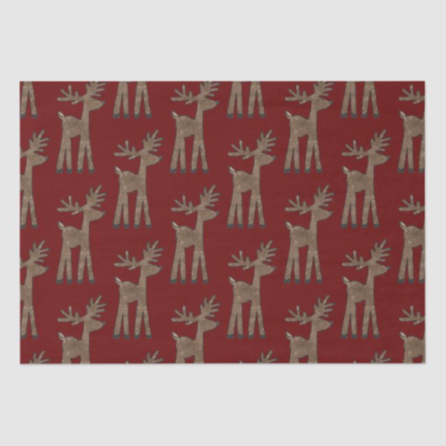 Papel De Seda Reindeer Vermelho de Natal (Frente )