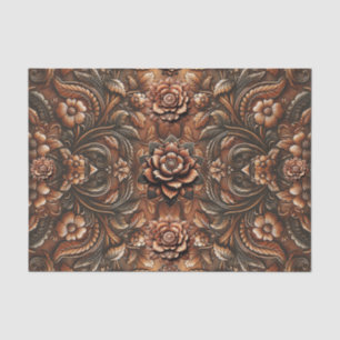 Papel De Seda Relevo Floral Vintage com Aparência de Couro Falso