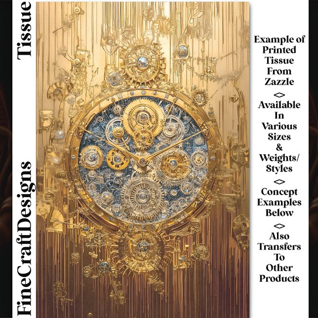 Papel De Seda Relógio Azul Dourado, Parafusos de engrenagens Cog (Criador carregado)