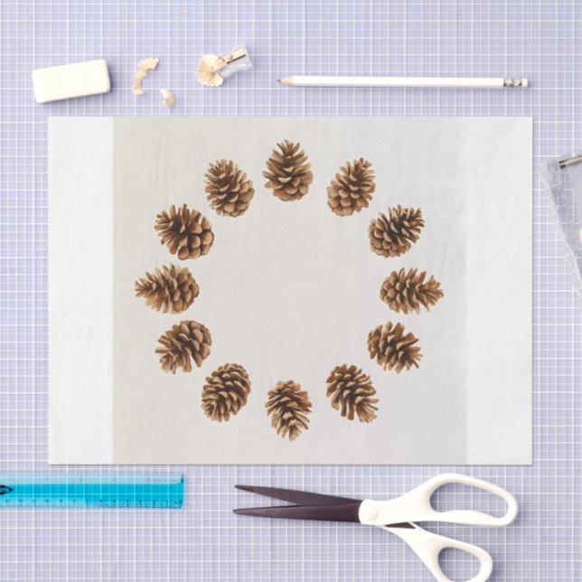 Papel De Seda Relógio de Face de Pinhas Rústicas (Arte )