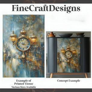 Papel De Seda Relógio e Lanternas Elegantes Steampunk A8 Decoupa