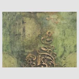 Papel De Seda Relógio Emerald Green Rustic Steampunk (11)