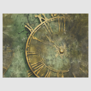 Papel De Seda Relógio Emerald Green Rustic Steampunk (12)