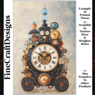 Papel De Seda Relógio Estilo Steampunk Engrenagens Alavancas R3