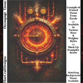 Papel De Seda Relógio Industrial Steampunk Brilhante FG8 Decoupa