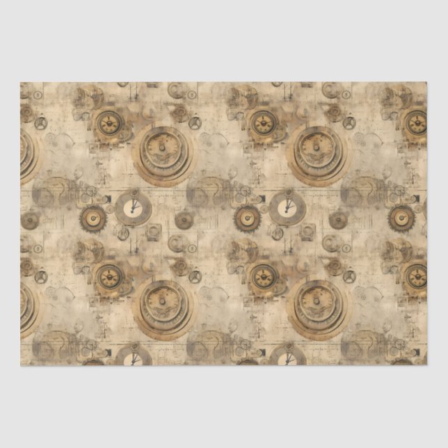 Papel De Seda Relógio Russo Steampunk Grunge (2) (Frente )