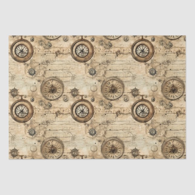 Papel De Seda Relógio Russo Steampunk Grunge (9) (Frente )