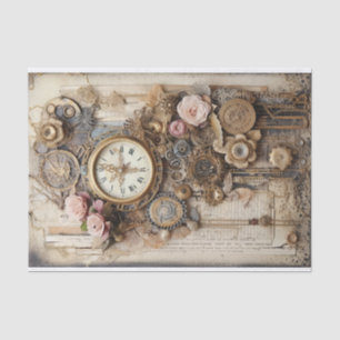 Papel De Seda Relógios, Ursos, Flores e Ephemera