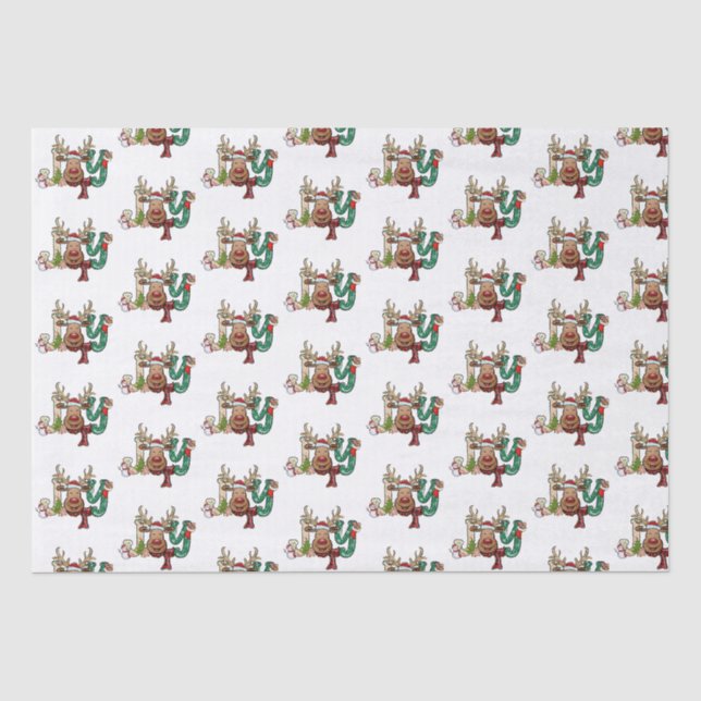 Papel De Seda Rena da Alegria Natal Diversão Férias  (Frente )
