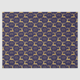 Papel De Seda Rena de Couro Dourado Natal Azul Marinho