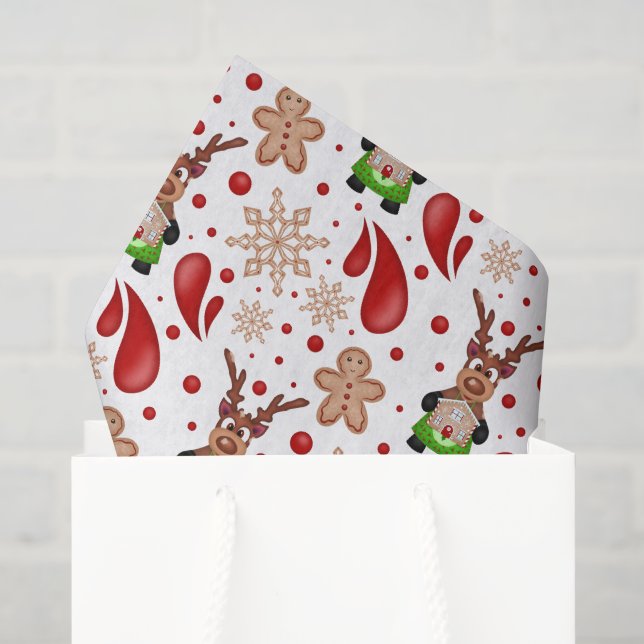 Papel De Seda Rena de Natal Vermelha Festiva Fofa (Sacola de presentes)