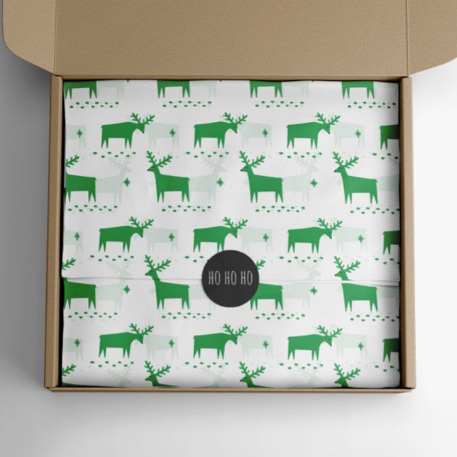 Papel De Seda renas de Natal. Padrão florestal verde (Criador carregado)