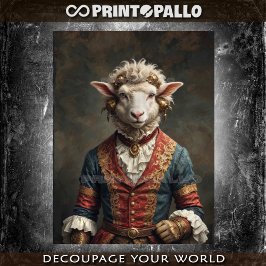 Papel De Seda Renascença Noble Sheep em vestimenta real