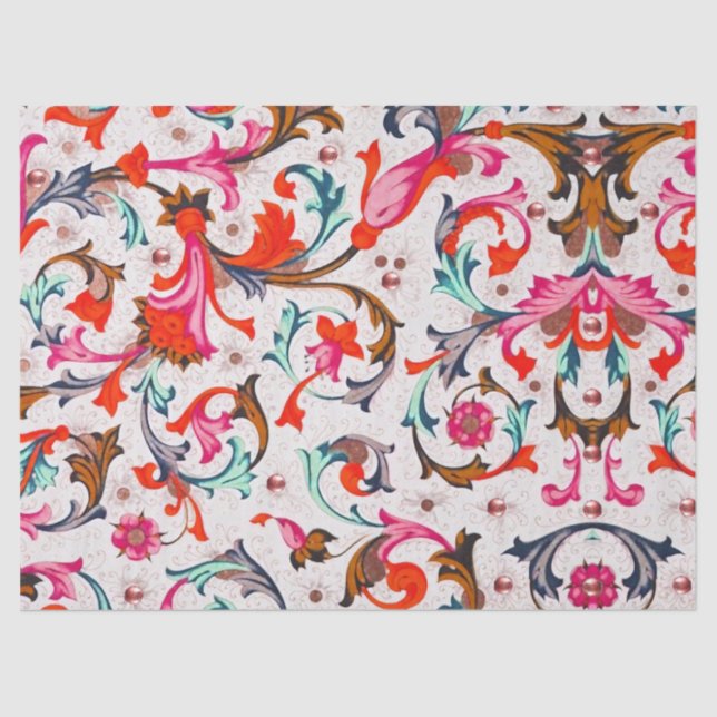 PAPEL DE SEDA RENASCIMENTO FLORENTINO REDEMOINHOS FLORAIS, FLORE (Frente )