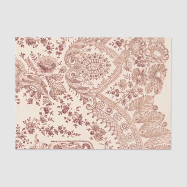 Papel De Seda rendas planas rosa com Rosas (Frente )