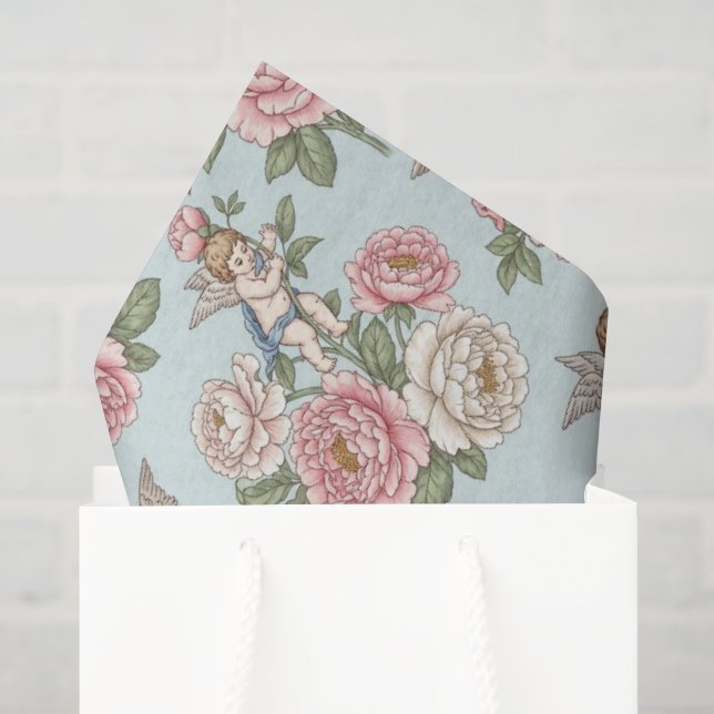 Papel De Seda Renovação Rococó Querubim Floral Toile (Sacola de presentes)