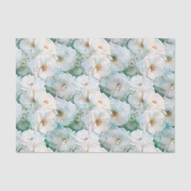 Papel De Seda Repetição Botânica Floral de Rosa (Frente )