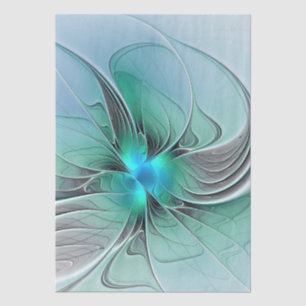 Papel De Seda Resumo Com Azul, Arte Fractal Moderna