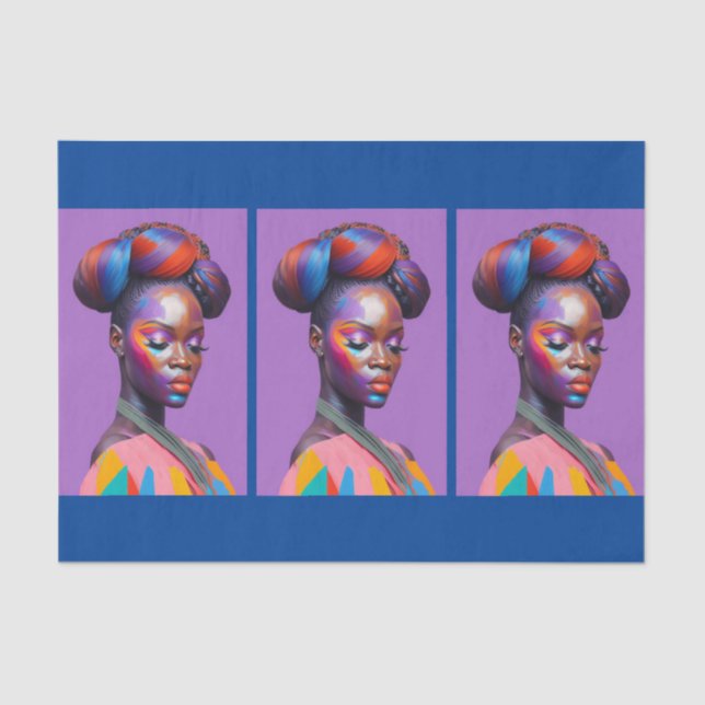 Papel De Seda Retrato 1 da Mulher Bela Africana (Frente )