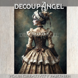 Papel De Seda Retrato da Senhora na Era Antica - Decoupage -