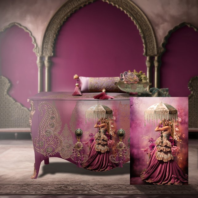 Papel De Seda Retrato de Beleza Boho, Parasol e Arte Floral (Wildflower, Boho Chic, Eclectic, Blonde Beauty, Floral & Parasol, Furniture Decoupage Tissue Paper)