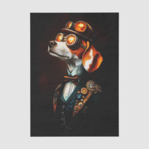 Papel De Seda Retrato de Cachorro Beagle Steampunk EM2L Decoupag